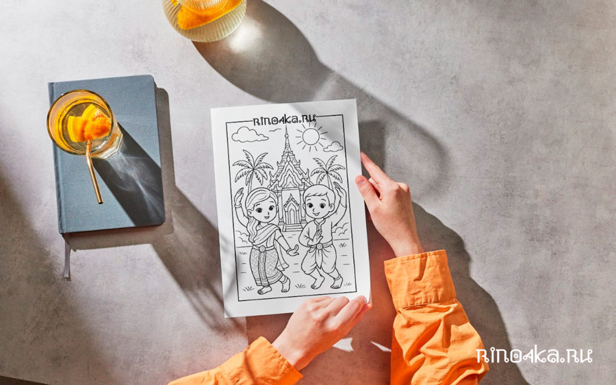 раскраска для детей про таиланд