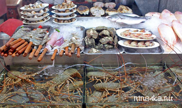 морепродукты на рынке